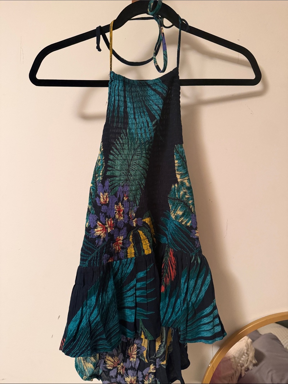 Girls' Teal Floral Halter top